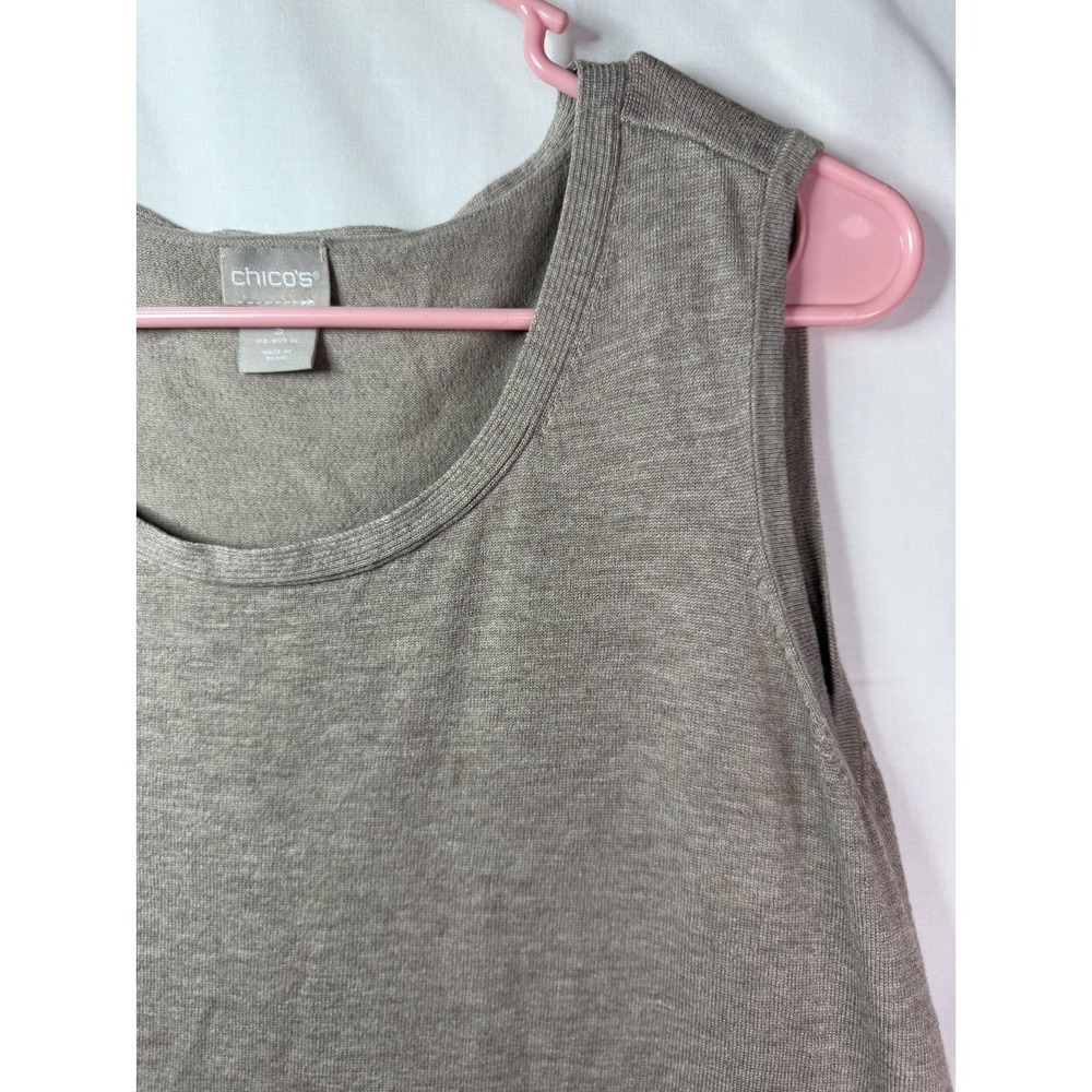 Chico's Women's Size 3 XL Easywear Knit Tank Top Tan Casual Beach Coastal - Picture 6 of 8